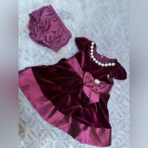 Rare Editions Baby Girl Holiday Dress Burgundy